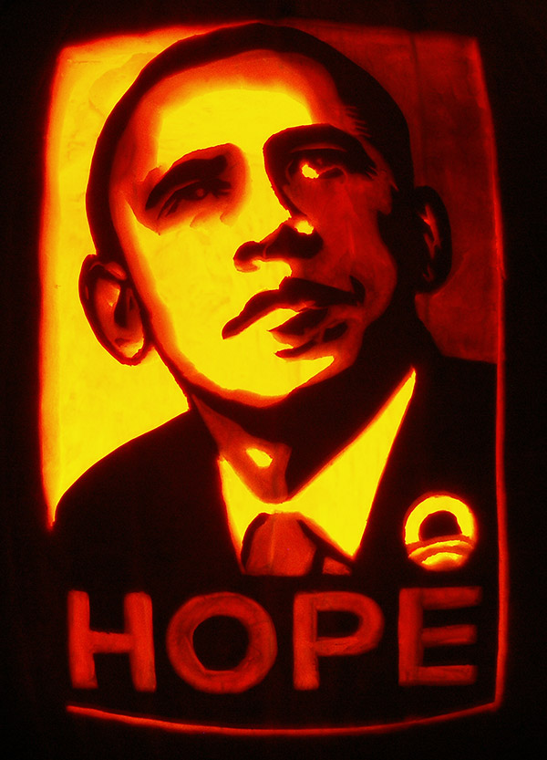 Pumpkin Carving: Obama Hope - Noel
