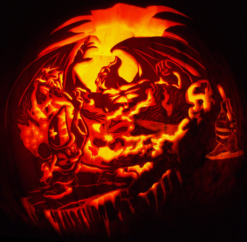 Pumpkin Carving: Mickey vs Chernabog - Noel