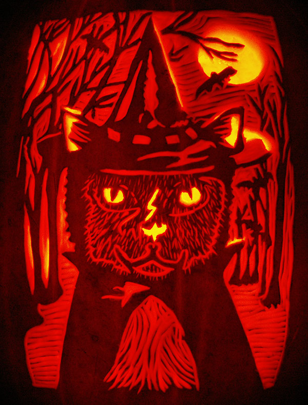 Pumpkin Carving: Harry Potter as a Cat - Noel