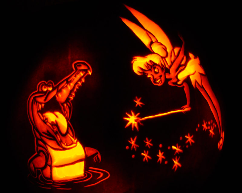 Pumpkin Carving: Tinkerbell and Croc - Noel